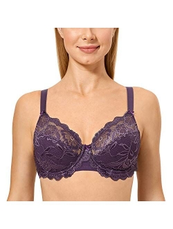 Women's Full Coverage Non-Foam Floral Lace Plus Size Underwired Bra