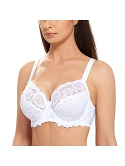 Women's Full Coverage Non-Foam Floral Lace Plus Size Underwired Bra