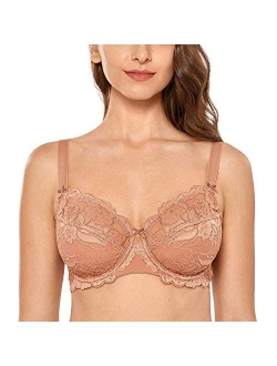 Women's Full Coverage Non-Foam Floral Lace Plus Size Underwired Bra