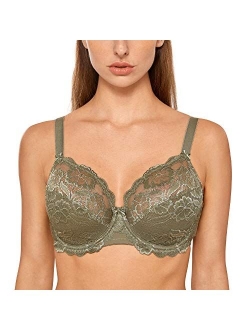 Women's Full Coverage Non-Foam Floral Lace Plus Size Underwired Bra