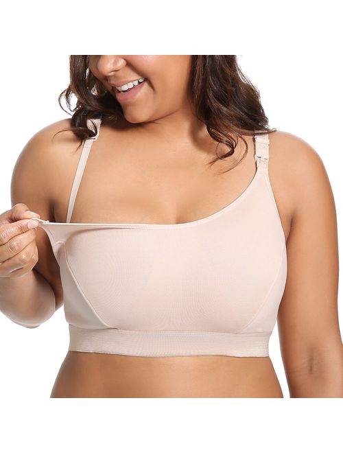 Gratlin Women's Full Support Comfort Plus Size Cotton Maternity Nursing Bra