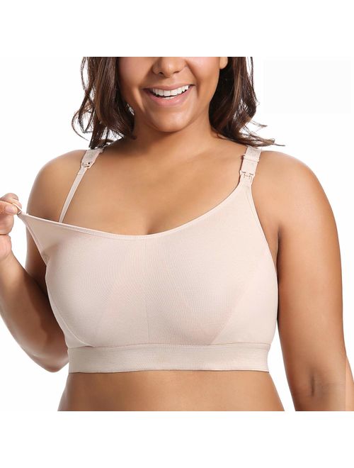 Gratlin Women's Full Support Comfort Plus Size Cotton Maternity Nursing Bra