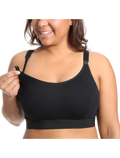 Gratlin Women's Full Support Comfort Plus Size Cotton Maternity Nursing Bra