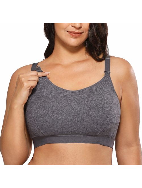 Gratlin Women's Full Support Comfort Plus Size Cotton Maternity Nursing Bra