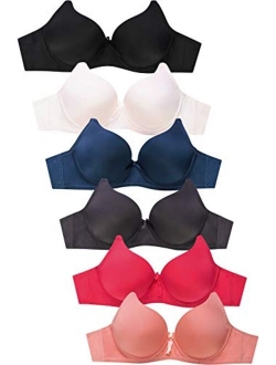 MaMia Women's Basic Lace/Plain Lace Bras (Pack of 6)