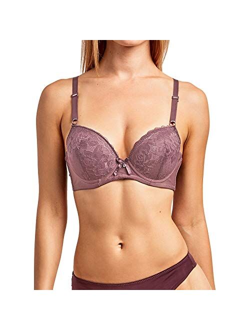 MaMia Women's Basic Lace/Plain Lace Bras (Pack of 6)