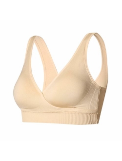 HOFISH Women's Seamless Wirefree Maternity Breastfeeding Bra Everyday Sleep Bra