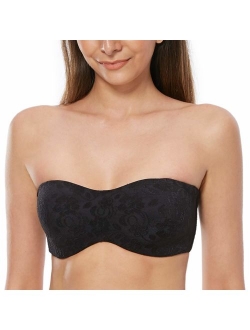 MELENECA Women's Strapless Bra for Large Bust Minimizer Unlined Bandeau with Underwire