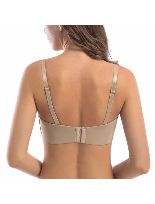 MELENECA Women's Strapless Bra for Large Bust Back Smoothing Plus