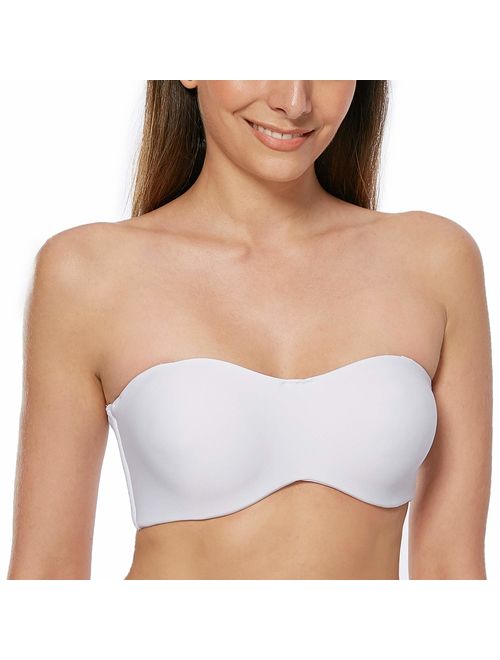 MELENECA Women's Strapless Bra for Large Bust Minimizer Unlined Bandeau with Underwire