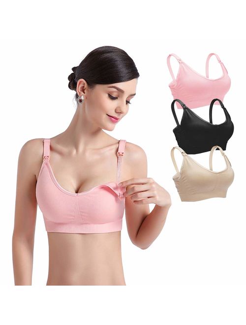 CLUCI 3 Pack Womens Nursing Bra Bralette for Maternity and Breastfeeding Seamless Wireless Breathable Sleeping Bra