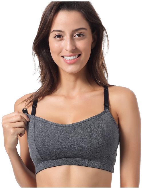 Gratlin Women's Lightly Padded Wireless Racerback Sports Maternity Nursing Bra