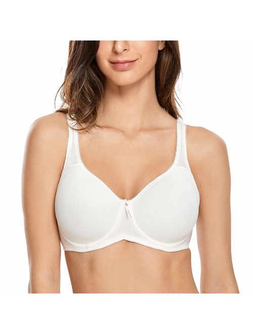 DELIMIRA Women's Full Coverage Underwire Seamless Lightly Padded Basic T-Shirt Bra