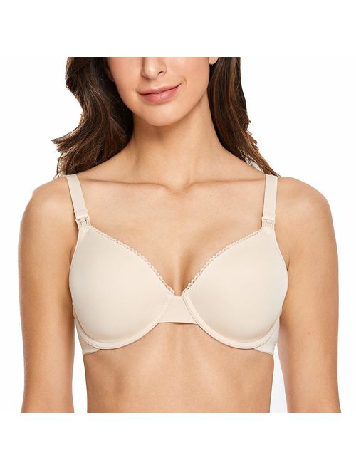 Gratlin Women's Full Coverage Lightly Padded Underwire Maternity Nursing Bra for Breastfeeding