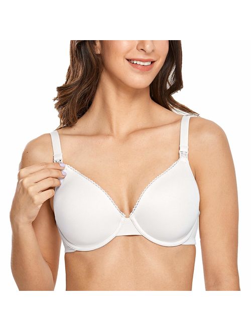 Gratlin Women's Full Coverage Lightly Padded Underwire Maternity Nursing Bra for Breastfeeding