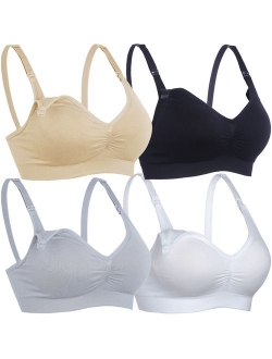 BAOMOSI 4Pack Womens Nursing Bra for Breastfeeding Seamless Clip Down Push Up Padded Maternity Bras