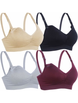 BAOMOSI 4Pack Womens Nursing Bra for Breastfeeding Seamless Clip Down Push Up Padded Maternity Bras