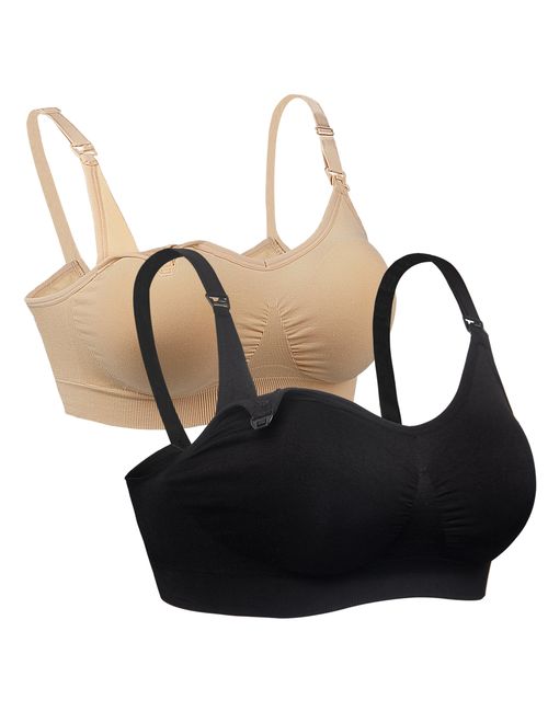 Buy iloveSIA Womens Seamless Nursing Bra Sleep Maternity Bralette Pack ...