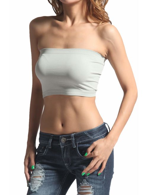 TheMogan Basic Layering Seamless Bra Crop Tube Top Bandeau Strapless Bralette