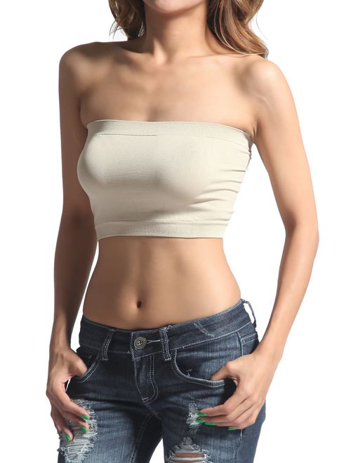 TheMogan Basic Layering Seamless Bra Crop Tube Top Bandeau Strapless Bralette