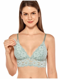 MOMANDA Women's Wire Free Lightly Lined Maternity Nursing Lace Bra Bralette