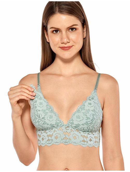 MOMANDA Women's Wire Free Lightly Lined Maternity Nursing Lace Bra Bralette