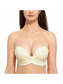 Women's Slightly Lined Great Support Lace Underwired Strapless Bra