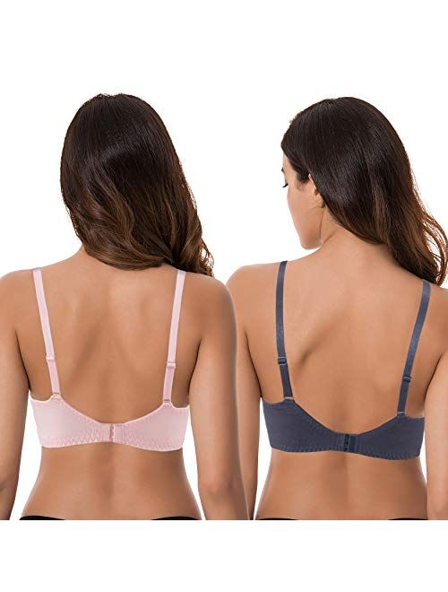 Curve Muse Plus Size Nursing Cotton Unlined Wirefree Bra with Lace Trim-2 Or 3PK