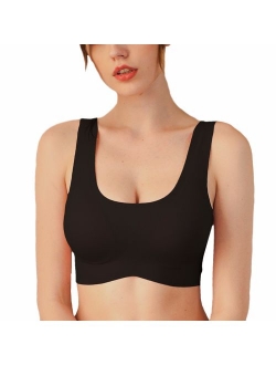 PRETTYWELL Sleep Bras, Thin Soft Comfy Daily Bras, Seamless Leisure Bras for Women, A to D Cup, with Removable Pads