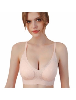 PRETTYWELL Sleep Bras, Thin Soft Comfy Daily Bras, Seamless Leisure Bras for Women, A to D Cup, with Removable Pads