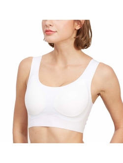 PRETTYWELL Sleep Bras, Thin Soft Comfy Daily Bras, Seamless Leisure Bras for Women, A to D Cup, with Removable Pads