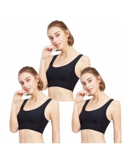 PRETTYWELL Sleep Bras, Thin Soft Comfy Daily Bras, Seamless Leisure Bras for Women, A to D Cup, with Removable Pads