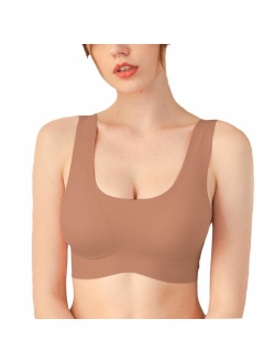 PRETTYWELL Sleep Bras, Thin Soft Comfy Daily Bras, Seamless Leisure Bras for Women, A to D Cup, with Removable Pads