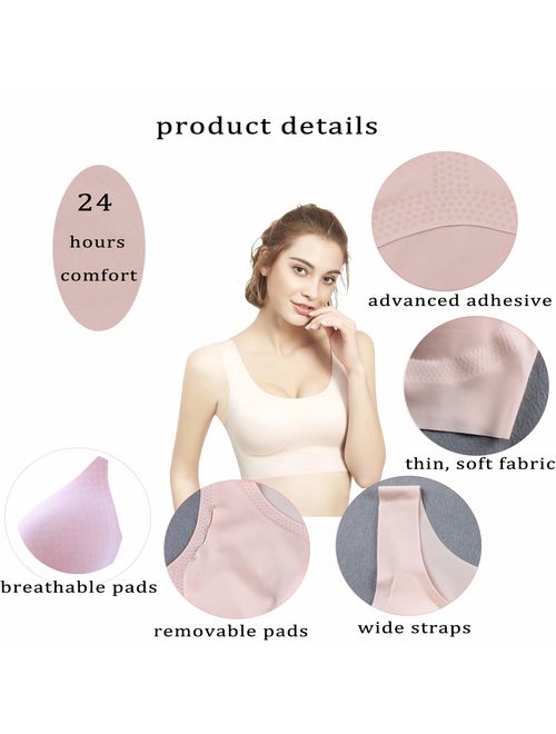 Buy PRETTYWELL Sleep Bras, Thin Soft Comfy Daily Bras, Seamless Leisure ...