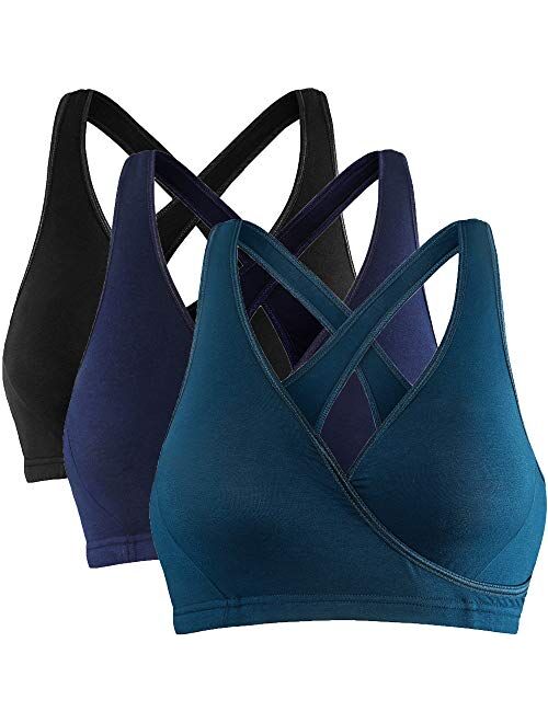 CAKYE 3 Pack Racerback Maternity Nursing Sleep Bra for Breastfeeding