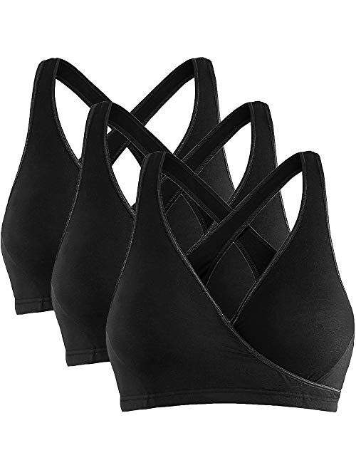 CAKYE 3 Pack Racerback Maternity Nursing Sleep Bra for Breastfeeding