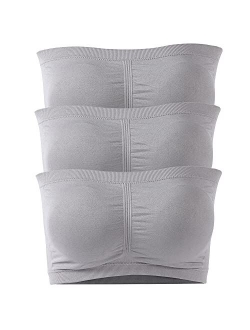 Time and River Women's Padded Bandeau Bra, Strapless Basic Layer Tube Top 1-4Pack