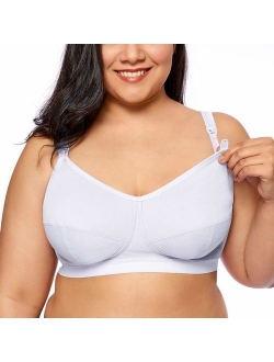 Gratlin Women's Plus Size Wirefree Cotton Maternity Nursing Bra Softcup Supportive