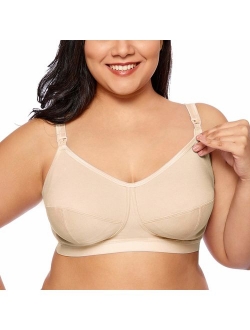 Gratlin Women's Plus Size Wirefree Cotton Maternity Nursing Bra Softcup Supportive