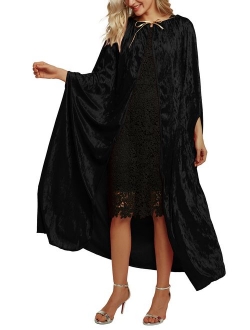 Women's Costume Full Length Crushed Velvet Hooded Cape