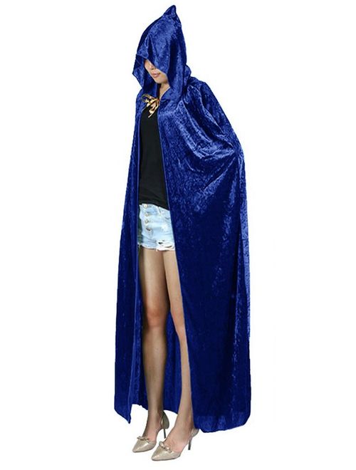 Urban CoCo Women's Costume Full Length Crushed Velvet Hooded Cape