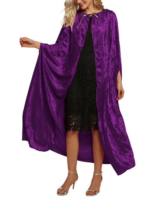 Urban CoCo Women's Costume Full Length Crushed Velvet Hooded Cape