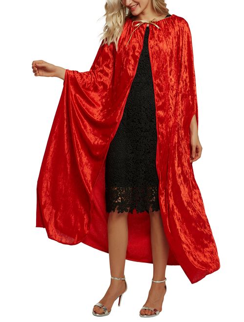 Urban CoCo Women's Costume Full Length Crushed Velvet Hooded Cape