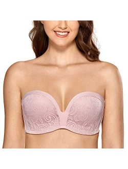 Women's Slightly Lined Lift Great Support Lace Strapless Bra