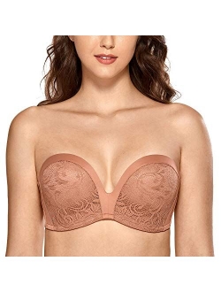 Women's Slightly Lined Lift Great Support Lace Strapless Bra