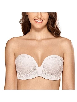 Women's Slightly Lined Lift Great Support Lace Strapless Bra