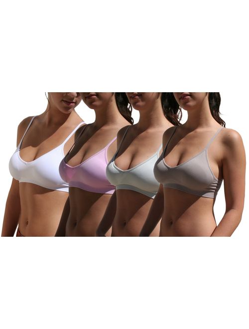 Blue 55 Women's Bralette Wireless Padded Bra Top Sexy Everyday Basic Deep V-Neck