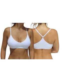 Blue 55 Women's Racerback Bralette Sexy Everyday Basic Deep V-Neck Wireless W/Removable Padding Bra