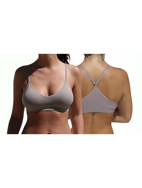 Blue 55 Women's Racerback Bralette Sexy Everyday Basic Deep V-Neck Wireless W/Removable Padding Bra