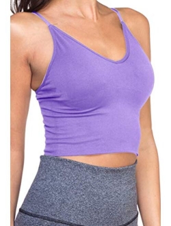 Women Longline Sports Bras - Padded Workout Yoga Gym Fitness Cami Crop Tops